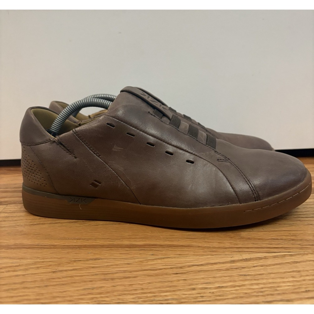 Kizik Men's Fast New York Brown Leather Slip‎ On Hands Free Sneakers Size 10.5